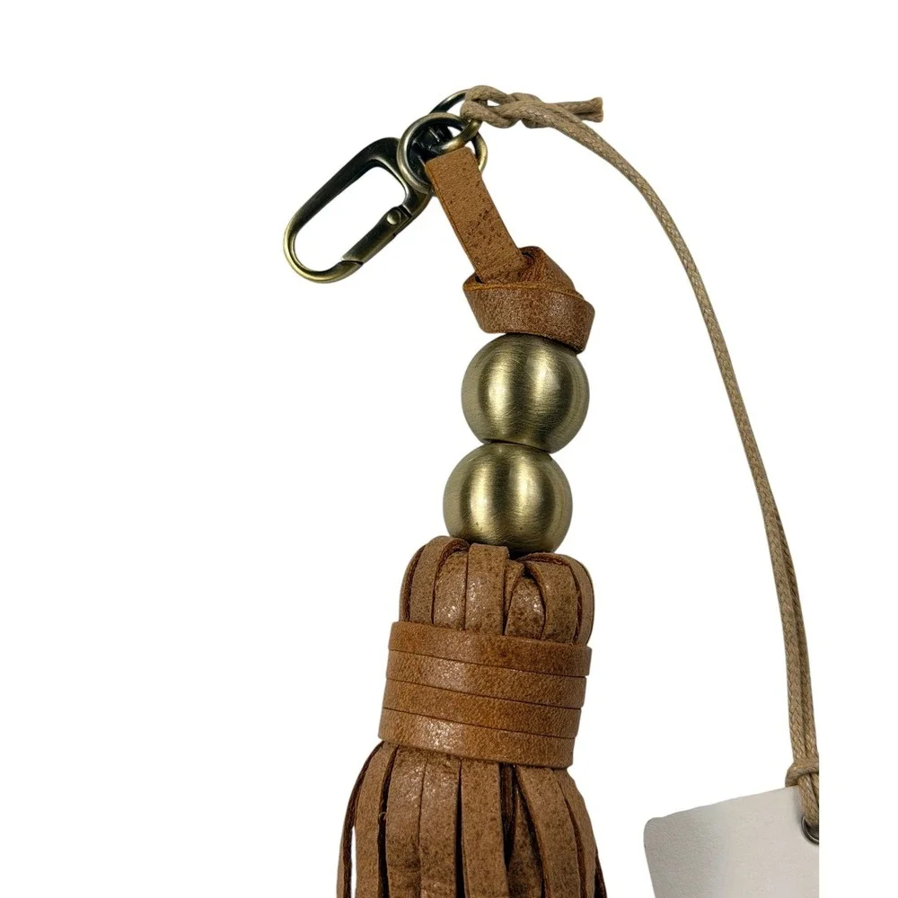 HOBO Tamborine Tassel Leather Bag Charm Whiskey Brown NV-20077WHKY NEW